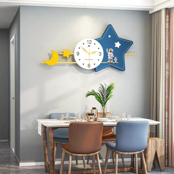 Arte de la pared azul para la sala de estar JJT Reloj JT2274