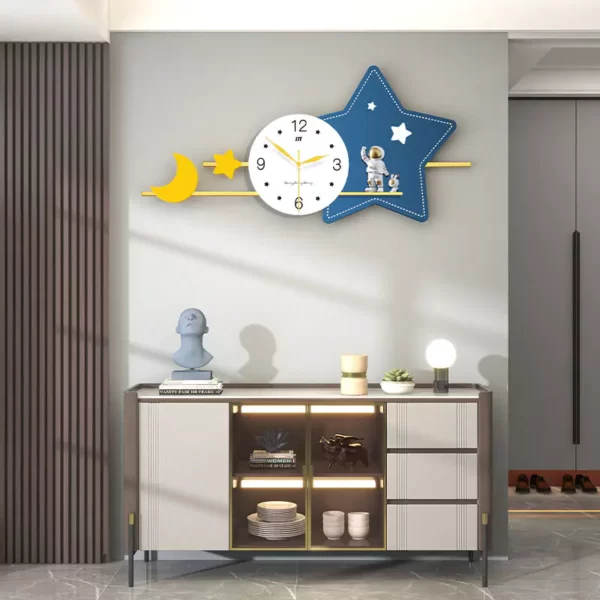 Blaue Wandkunst für Wohnzimmer JJT Uhr JT2274