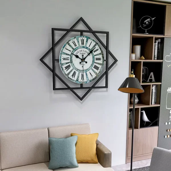 Art mural islamique JJT Horloge murale en métal MDF WM459