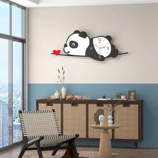 JJT Cute Panda Wall Clock for Children Bedroom Decor JT2213