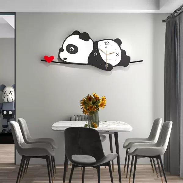 JJT Horloge murale en forme de panda pour la chambre d'enfant JT2213