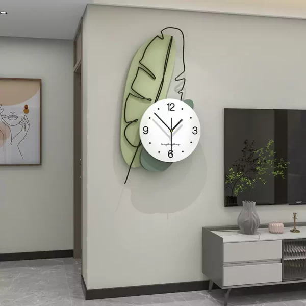 JJT Horloge murale à feuilles pour la décoration du salon JT22120