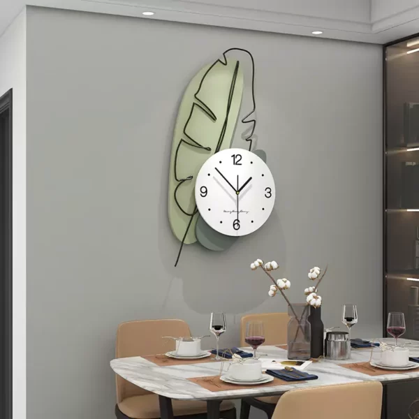 JJT Horloge murale à feuilles pour la décoration du salon JT22120