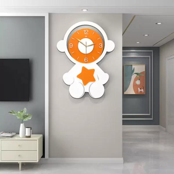 JJT Orange Wall Clock for Modern Room Decor JT22116