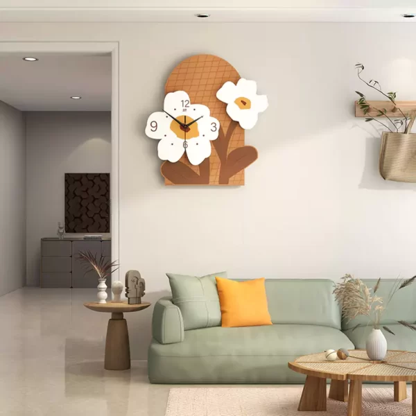 Decoración Rústica Moderna JJT Flor Reloj de Pared Arte JT22262