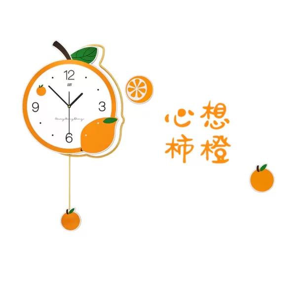 Orange Wall Art JJT Horloge murale en MDF avec décalcomanies JT22182