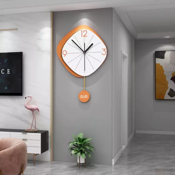 Horloge murale simple JJT Horloge orange avec 3 tailles JT2128