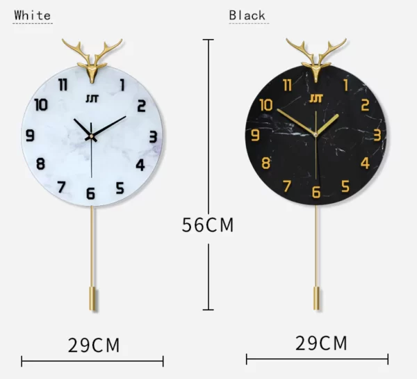 Reloj de Pared Péndulo Blanco y Negro JJT JT2074