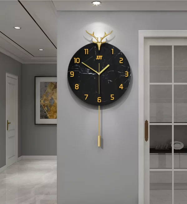 Reloj de Pared Péndulo Blanco y Negro JJT JT2074