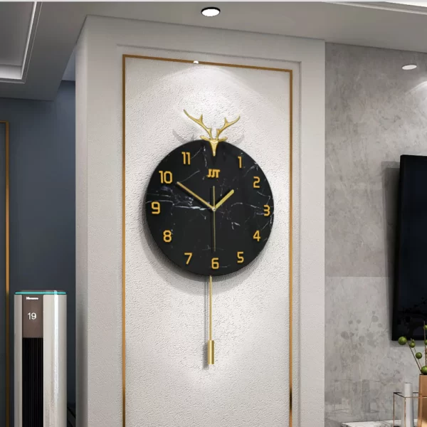 Black And White Wall Art JJT Pendulum Wall Clock JT2074