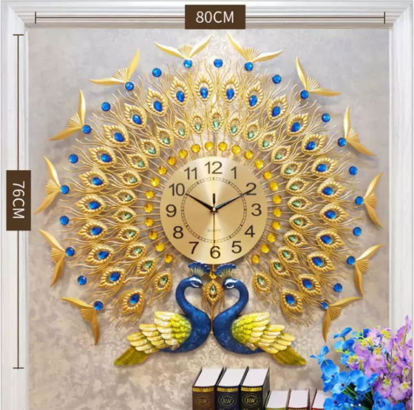 JJT 2023 New Large Wall Arts Peacock Wall Clock WM505