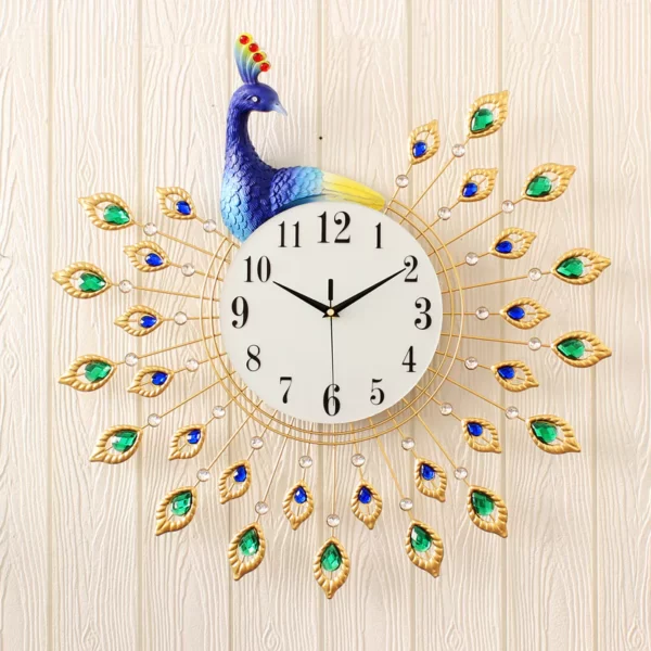 JJT 3D Branded Wall Clock Peacock for Home Decoration JT1777