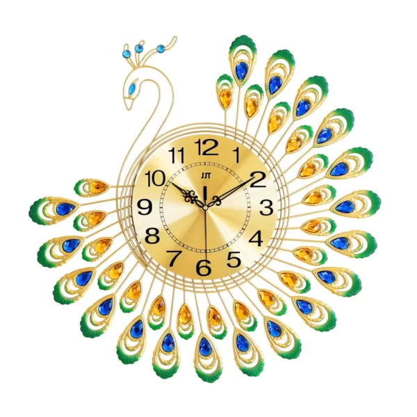 JJT Decorative Peacock Wall Clock for Home Luxury Decor JT18116