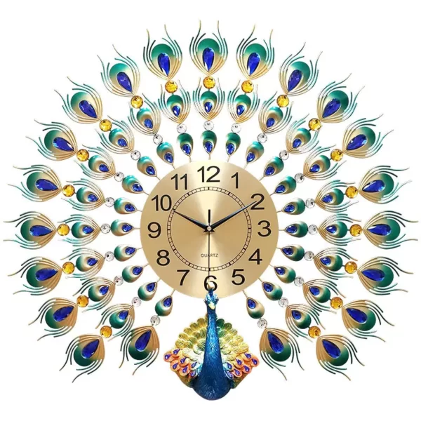 JJT Hot Peacock Wall Clock for Home Living Room Decor WM192