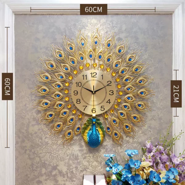 JJT Metal & Resin Peacock Wall Clock Manufacturer Direct China WM501