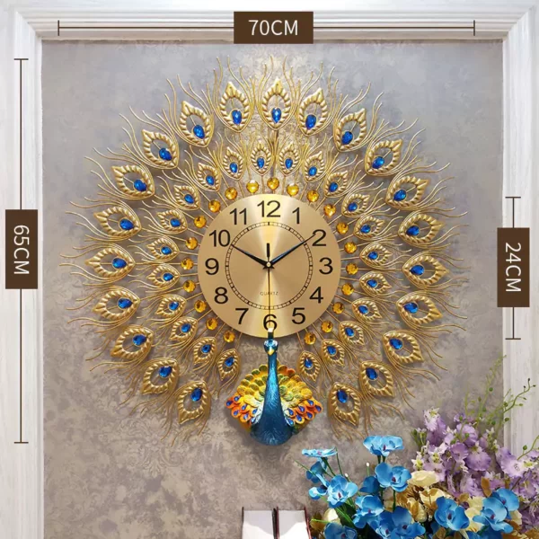 JJT Metal & Resin Peacock Wall Clock Manufacturer Direct China WM501