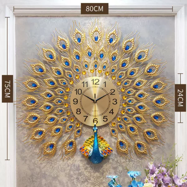 JJT Metal & Resin Peacock Wall Clock Manufacturer Direct China WM501