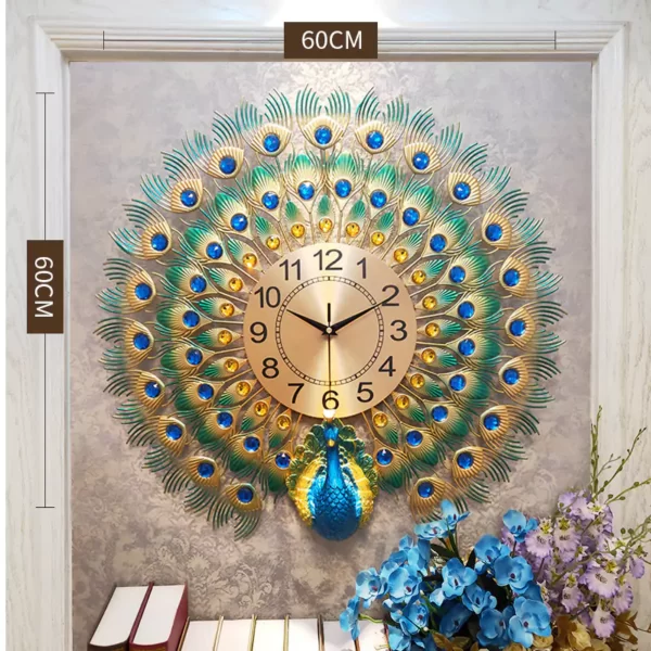 JJT New Peacock Wall Clock for Luxury Wall Decoration WM503