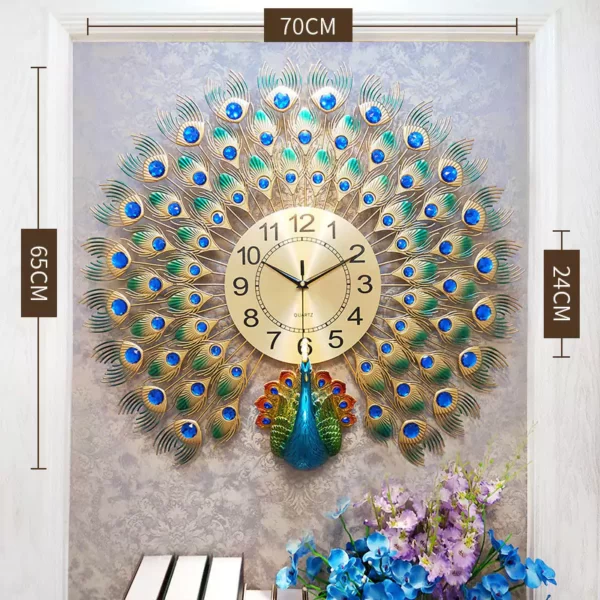 JJT Nowy zegar ścienny z pawiem do luksusowej dekoracji ściennej WM503
