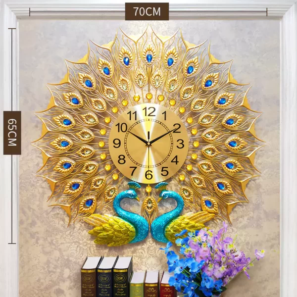 JJT Peacock Wall Clock Metal for Home Wall Decoration WM502