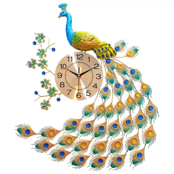 JJT Peacock Wall Clock for Nordic Home Decor WM199