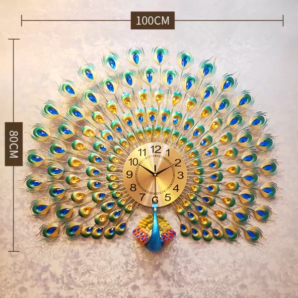 JJT Peacock Wall Clocks For Living Room Decor WM507