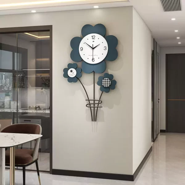 Metal Flower Watch Clock Wall for Home Decoration JT22377