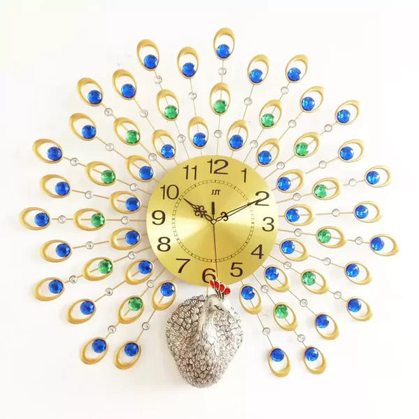 Metal Peacock Wall Clock for Living Room Decor JT1772