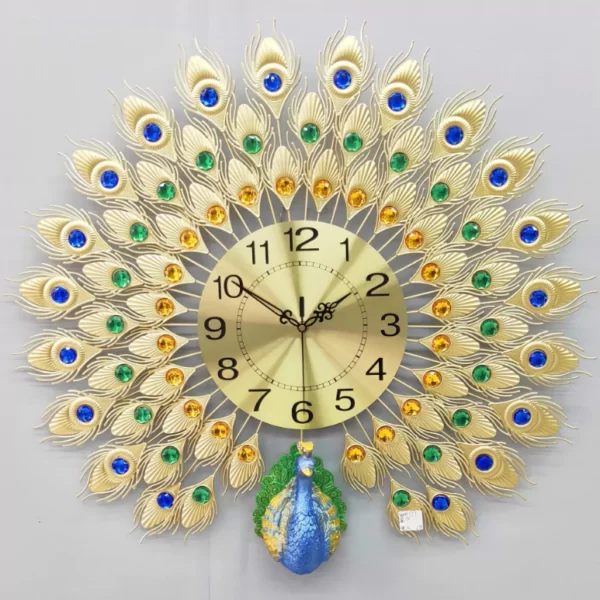 Arte de la pared de metal Decoración para el hogar JJT Peacock Clock WM177