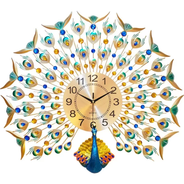 Horloge murale en forme de paon pour la maison Décoration de luxe WM204