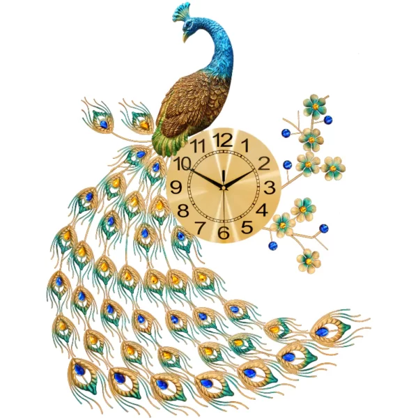 Wall Hanging Decor JJT Metal Peacock Clock WM182