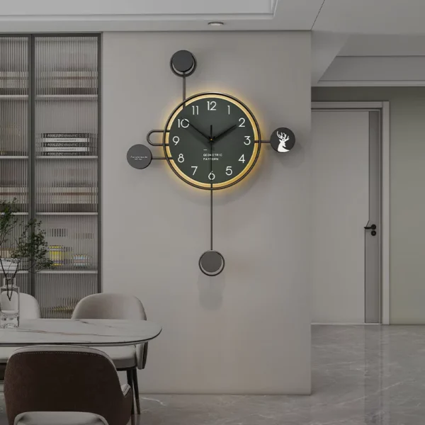 черные часы для гостиной - настенное украшение с подсветкой - jt23174
