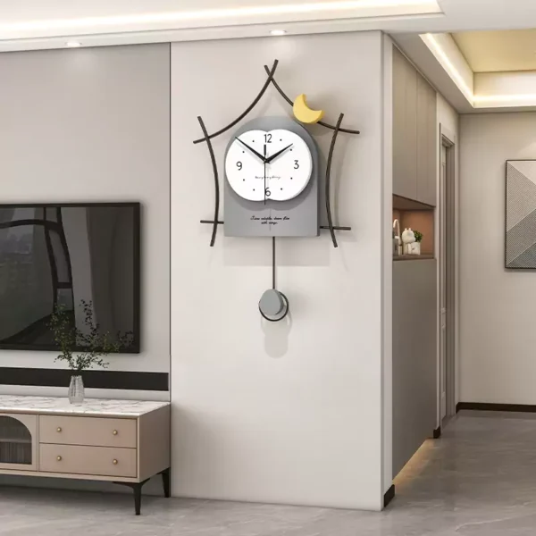 серые настенные часы для современной гостиной-декор-jt23202